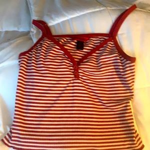 cute white and red/pinkish crop tank top:)